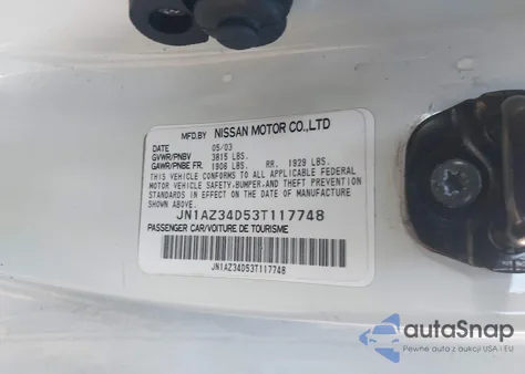 2003 Nissan 350Z from USA, damaged, VIN JN1AZ34D53T117748